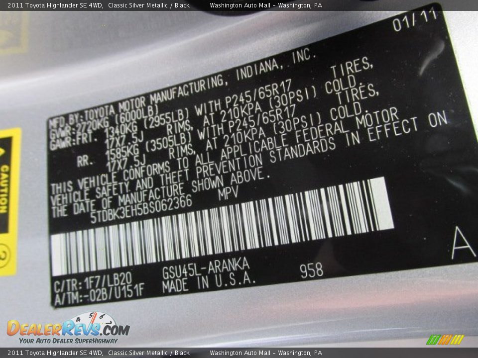 2011 Toyota Highlander SE 4WD Classic Silver Metallic / Black Photo #19