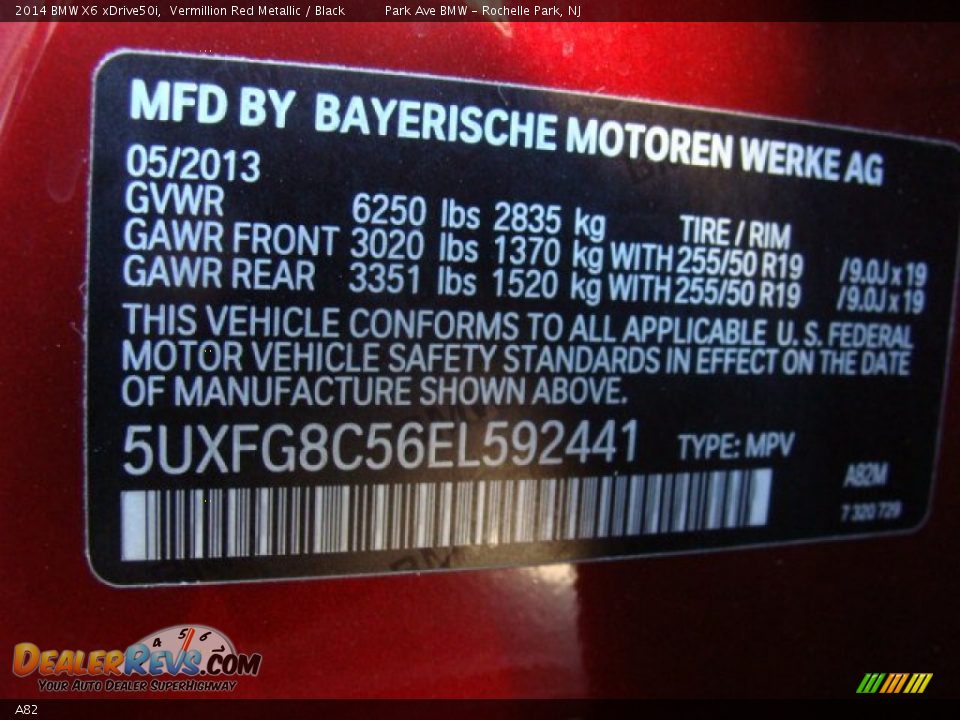 BMW Color Code A82 Vermillion Red Metallic