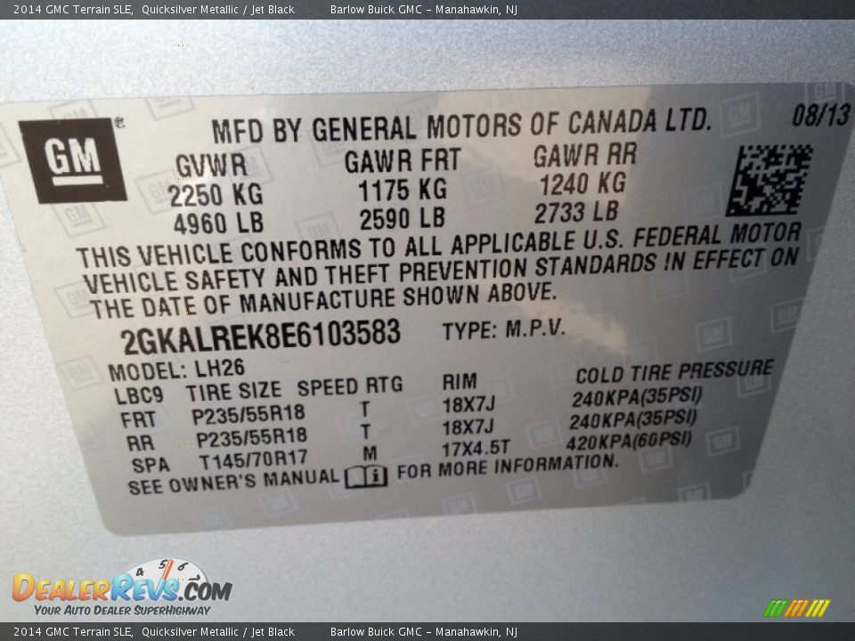 2014 GMC Terrain SLE Quicksilver Metallic / Jet Black Photo #9