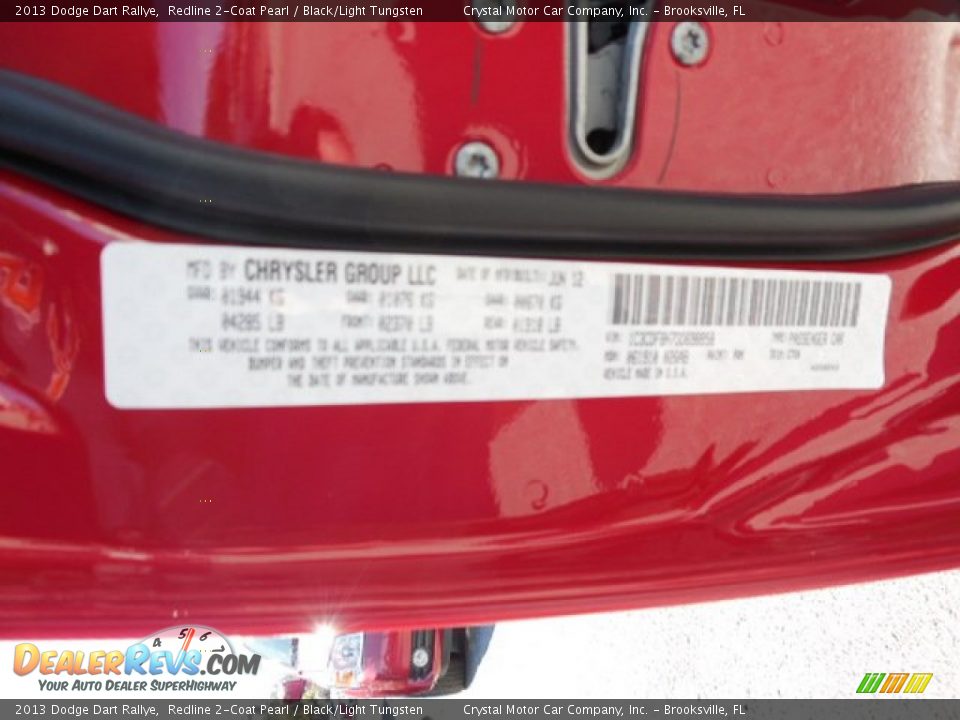 2013 Dodge Dart Rallye Redline 2-Coat Pearl / Black/Light Tungsten Photo #23