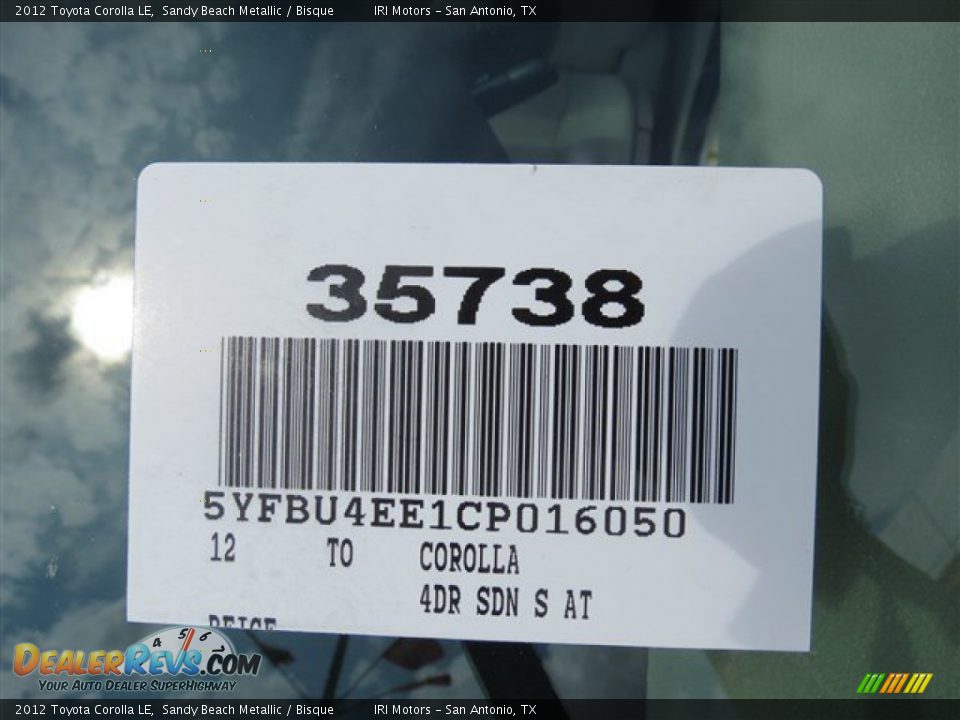 2012 Toyota Corolla LE Sandy Beach Metallic / Bisque Photo #18