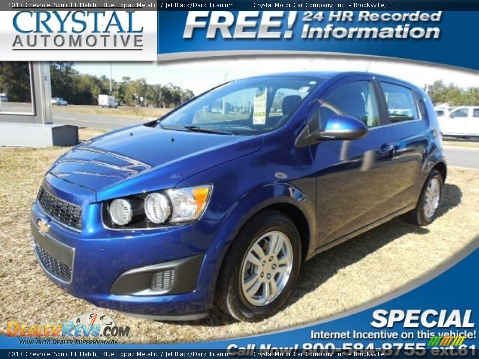 2013 Chevrolet Sonic LT Hatch Blue Topaz Metallic / Jet Black/Dark Titanium Photo #1