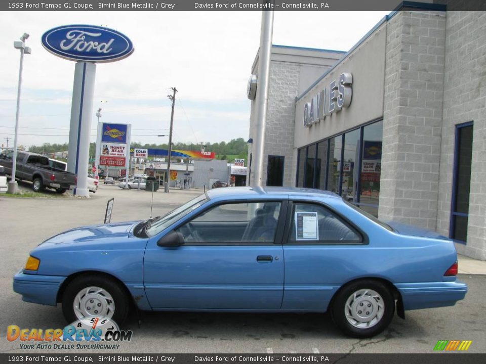 1993 Ford Tempo GL Coupe Bimini Blue Metallic / Grey Photo #2