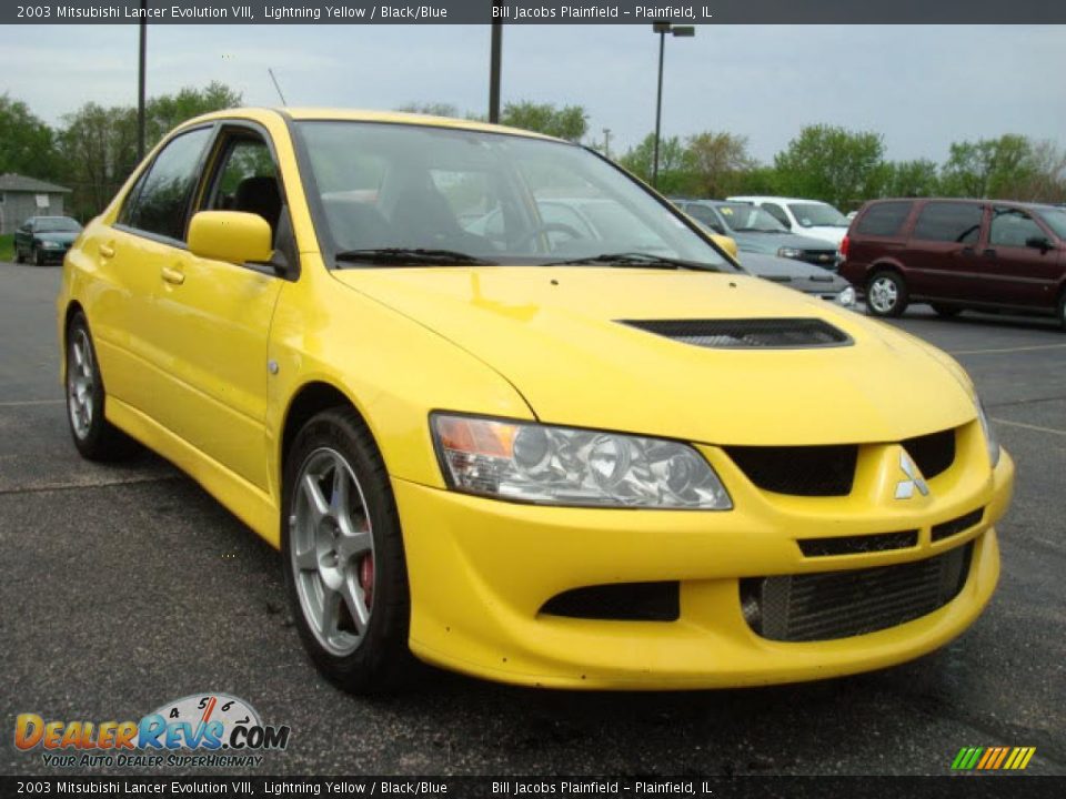 2003 Mitsubishi Lancer Evolution VIII Lightning Yellow / Black/Blue Photo #4
