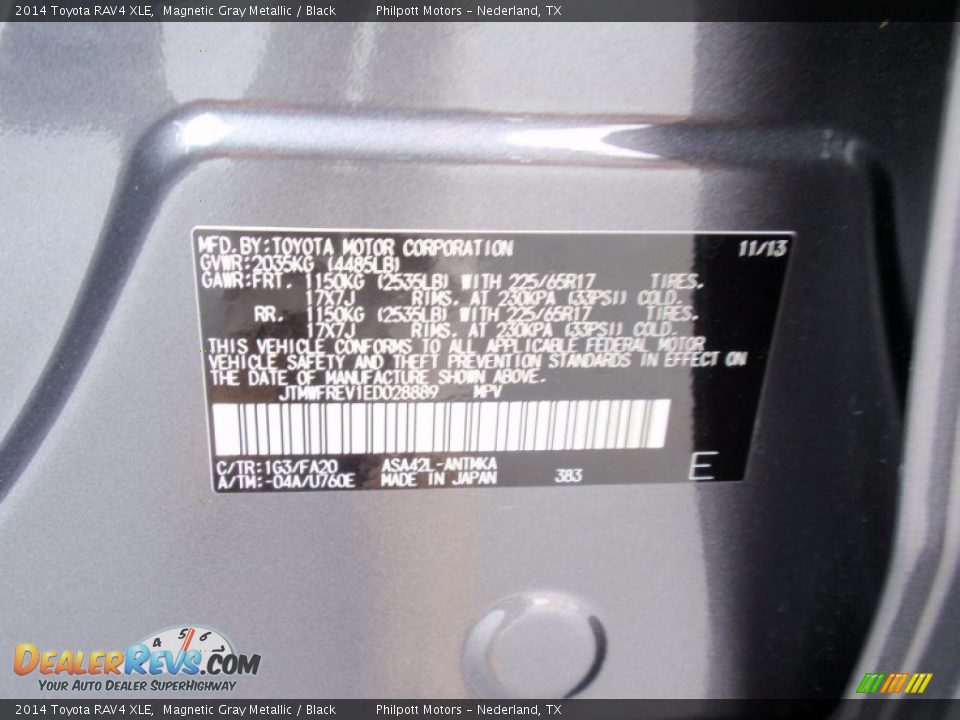 2014 Toyota RAV4 XLE Magnetic Gray Metallic / Black Photo #36
