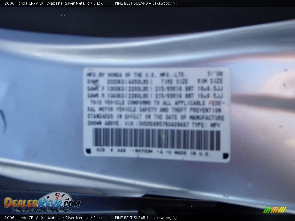 2006 Honda CR-V LX Alabaster Silver Metallic / Black Photo #24