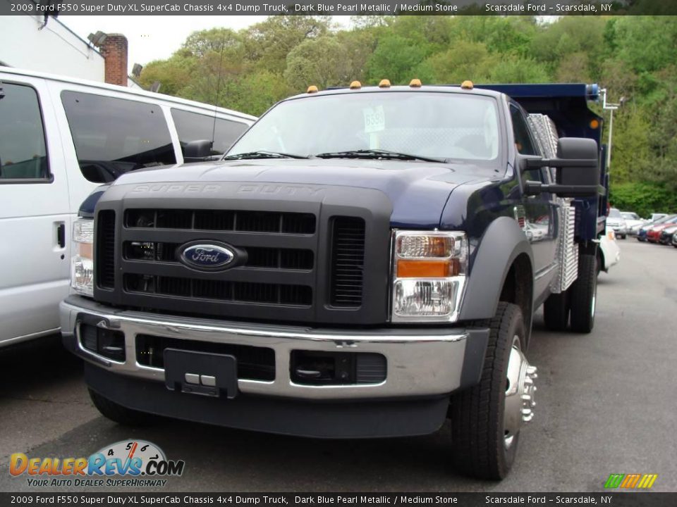 2009 Ford F550 Super Duty XL SuperCab Chassis 4x4 Dump Truck Dark Blue Pearl Metallic / Medium Stone Photo #1