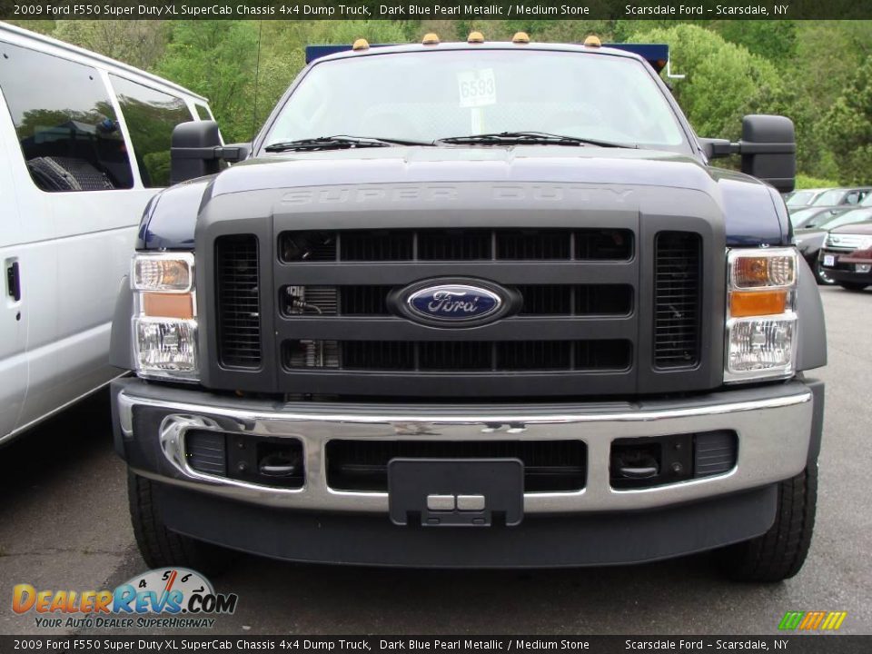 2009 Ford F550 Super Duty XL SuperCab Chassis 4x4 Dump Truck Dark Blue Pearl Metallic / Medium Stone Photo #2