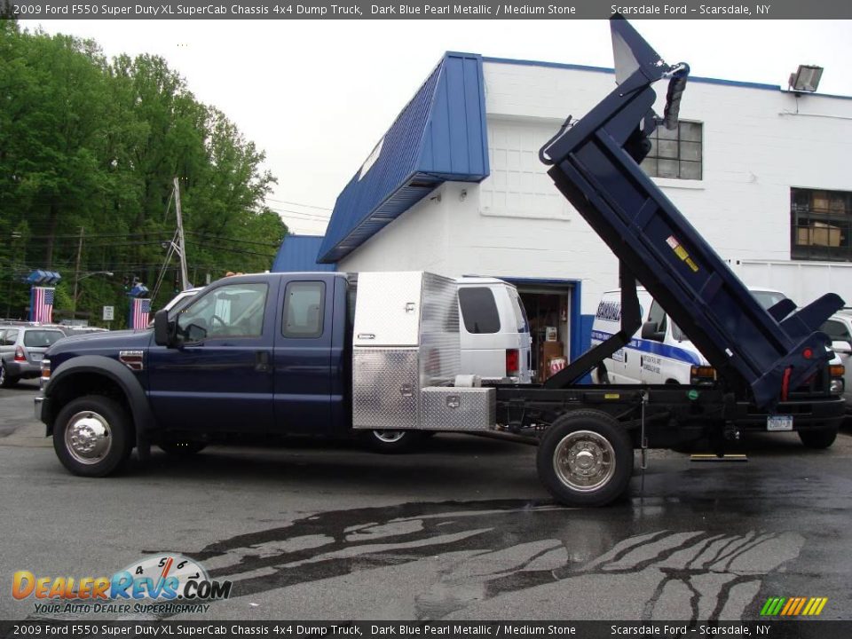 2009 Ford F550 Super Duty XL SuperCab Chassis 4x4 Dump Truck Dark Blue Pearl Metallic / Medium Stone Photo #15