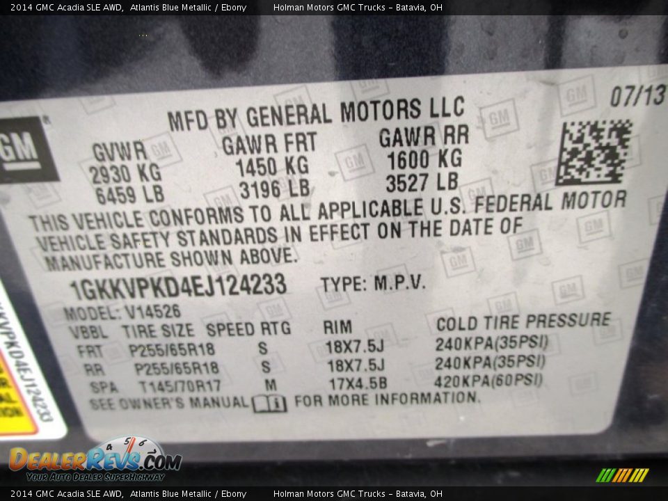 2014 GMC Acadia SLE AWD Atlantis Blue Metallic / Ebony Photo #5