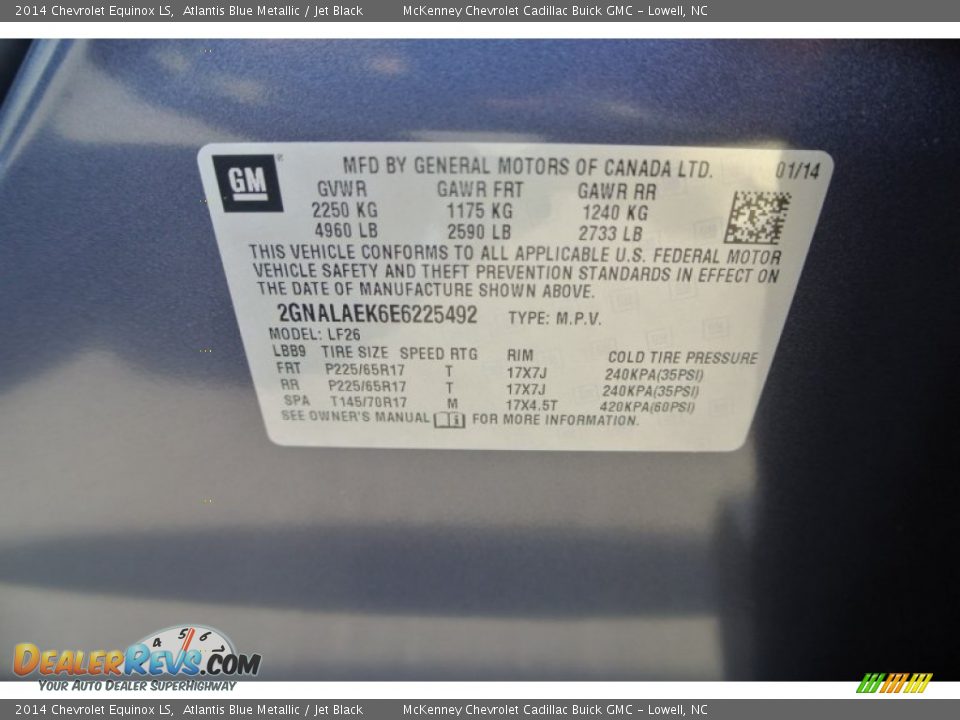 2014 Chevrolet Equinox LS Atlantis Blue Metallic / Jet Black Photo #7