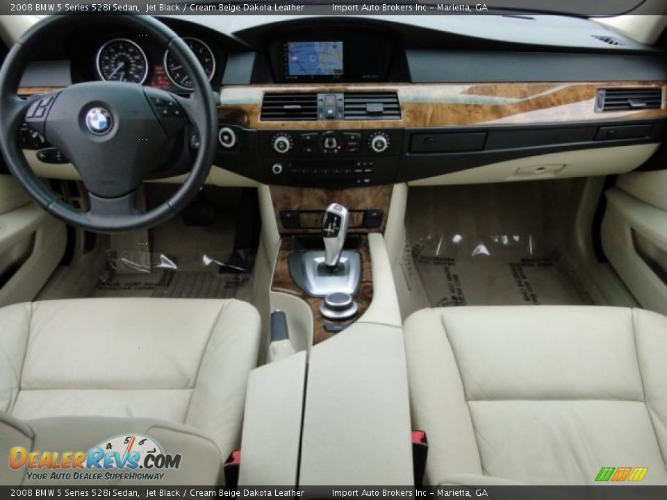 2008 BMW 5 Series 528i Sedan Jet Black / Cream Beige Dakota Leather Photo #11