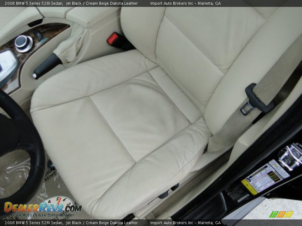 2008 BMW 5 Series 528i Sedan Jet Black / Cream Beige Dakota Leather Photo #12