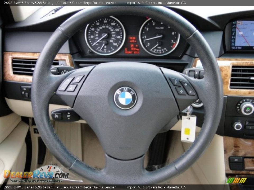 2008 BMW 5 Series 528i Sedan Jet Black / Cream Beige Dakota Leather Photo #15