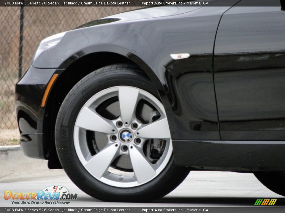 2008 BMW 5 Series 528i Sedan Jet Black / Cream Beige Dakota Leather Photo #27