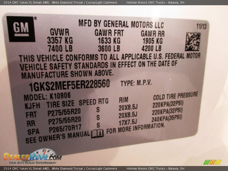 2014 GMC Yukon XL Denali AWD White Diamond Tricoat / Cocoa/Light Cashmere Photo #6