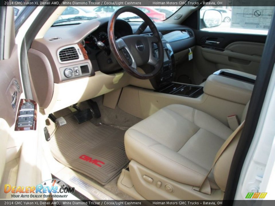 2014 GMC Yukon XL Denali AWD White Diamond Tricoat / Cocoa/Light Cashmere Photo #7