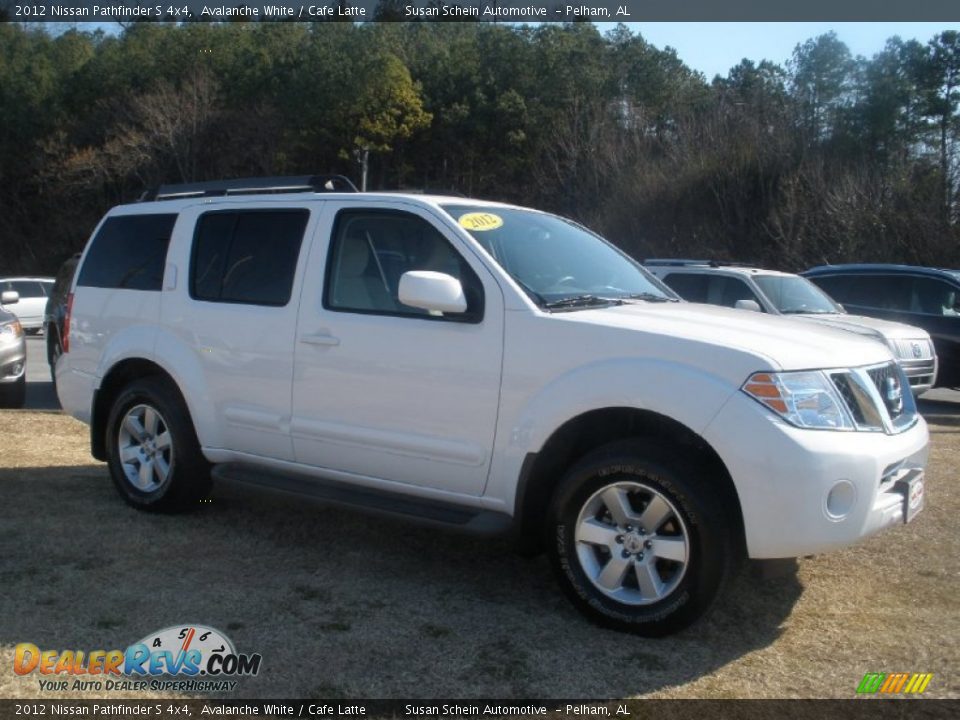 2012 Nissan Pathfinder S 4x4 Avalanche White / Cafe Latte Photo #2