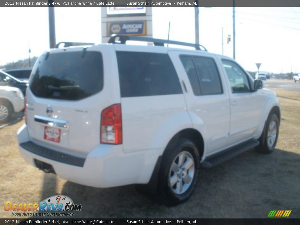 2012 Nissan Pathfinder S 4x4 Avalanche White / Cafe Latte Photo #3