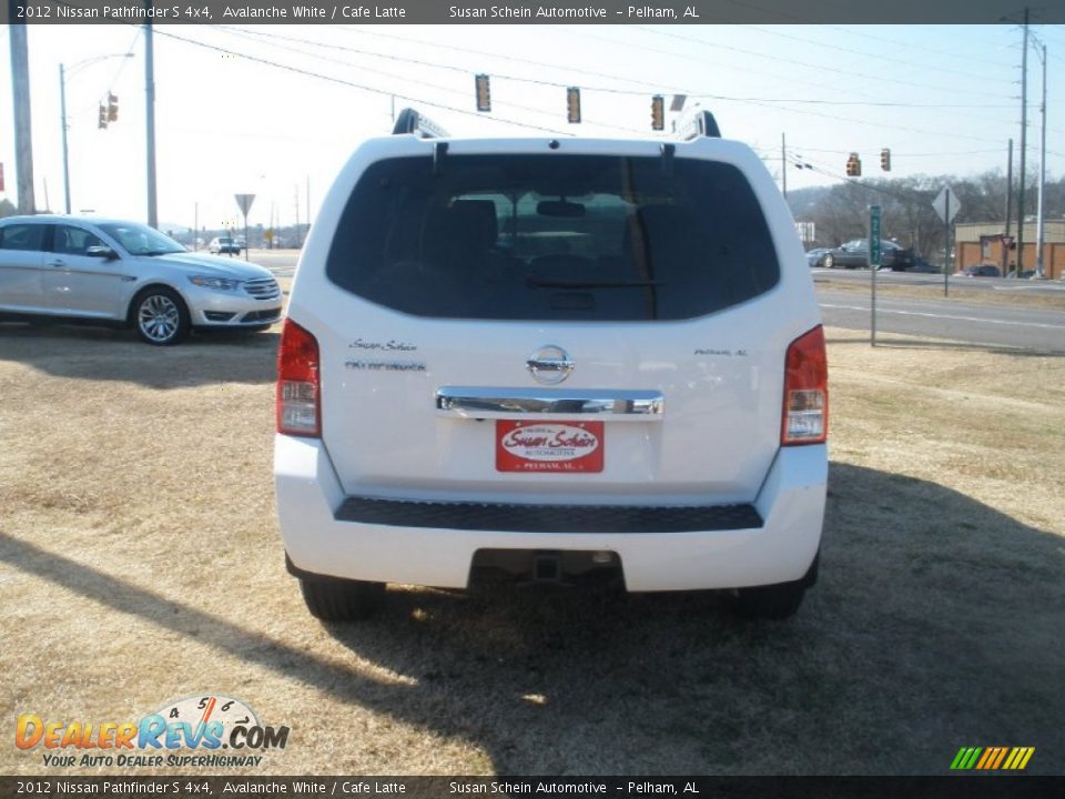 2012 Nissan Pathfinder S 4x4 Avalanche White / Cafe Latte Photo #4