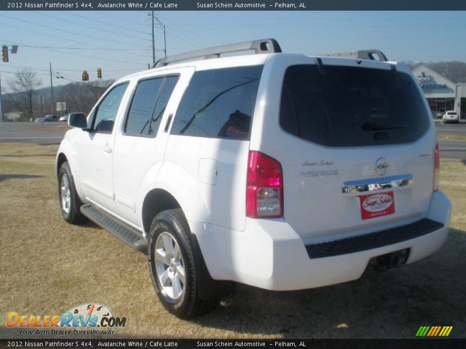 2012 Nissan Pathfinder S 4x4 Avalanche White / Cafe Latte Photo #5
