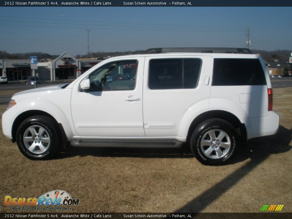 2012 Nissan Pathfinder S 4x4 Avalanche White / Cafe Latte Photo #6