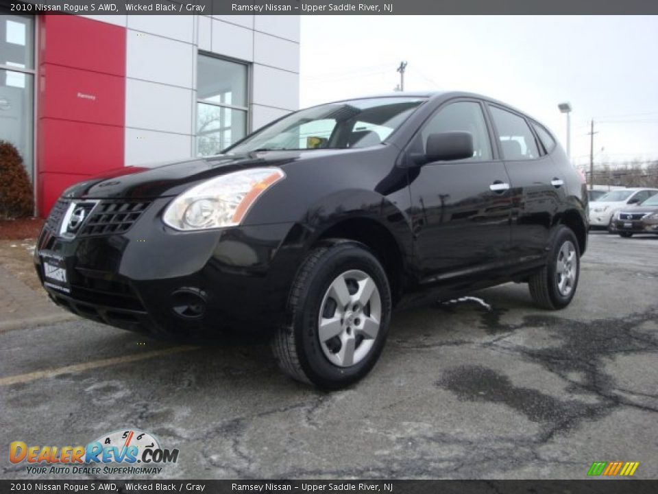 2010 Nissan Rogue S AWD Wicked Black / Gray Photo #1