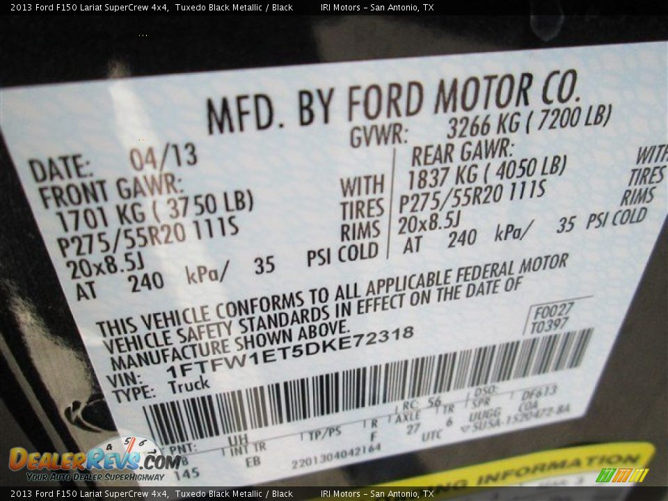2013 Ford F150 Lariat SuperCrew 4x4 Tuxedo Black Metallic / Black Photo #14