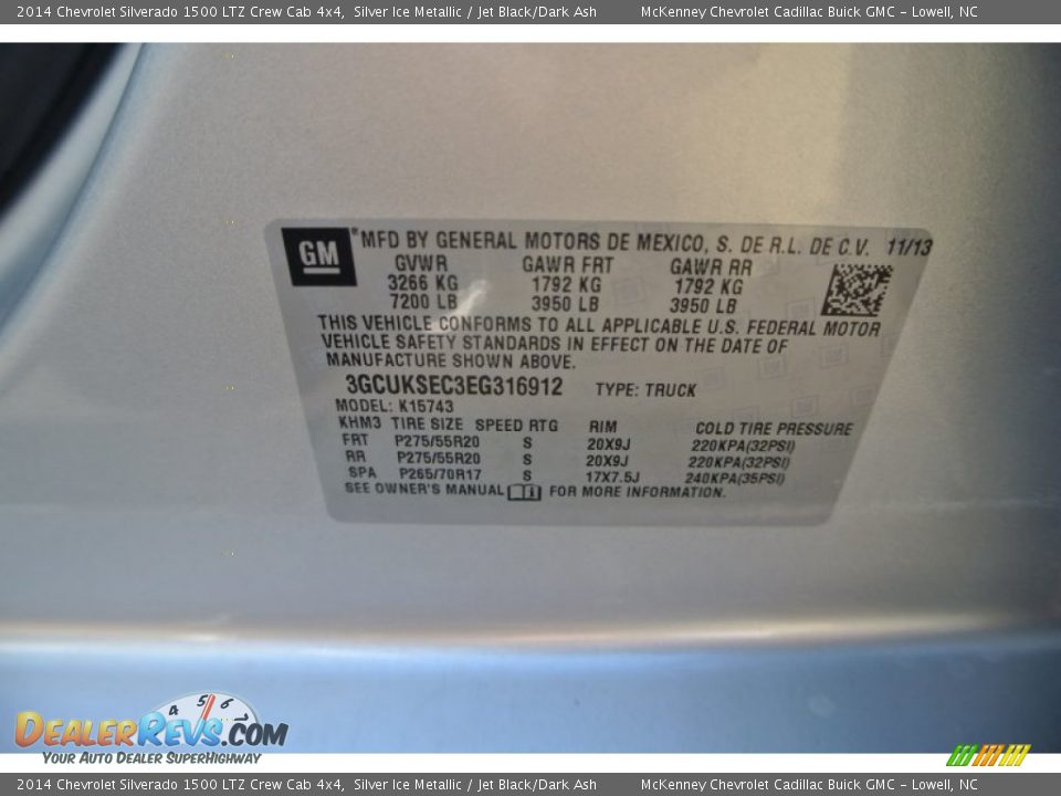 2014 Chevrolet Silverado 1500 LTZ Crew Cab 4x4 Silver Ice Metallic / Jet Black/Dark Ash Photo #7