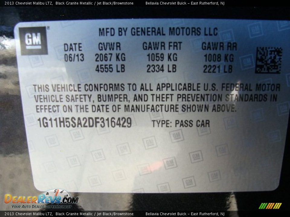2013 Chevrolet Malibu LTZ Black Granite Metallic / Jet Black/Brownstone Photo #15