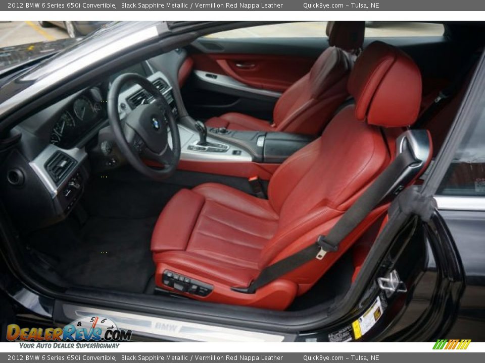 Vermillion Red Nappa Leather Interior - 2012 BMW 6 Series 650i Convertible Photo #7