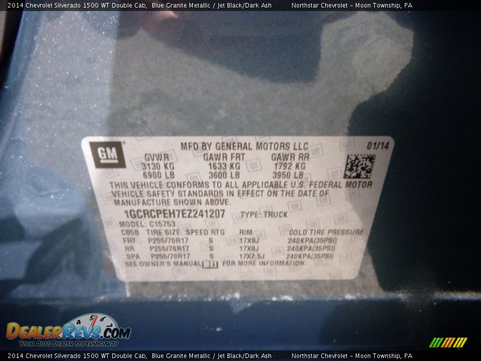 2014 Chevrolet Silverado 1500 WT Double Cab Blue Granite Metallic / Jet Black/Dark Ash Photo #20