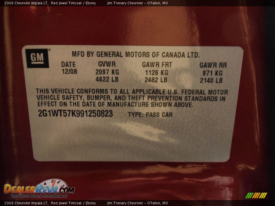 2009 Chevrolet Impala LT Red Jewel Tintcoat / Ebony Photo #17