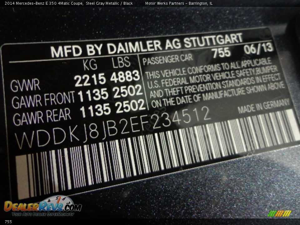 Mercedes-Benz Color Code 755 Steel Gray Metallic