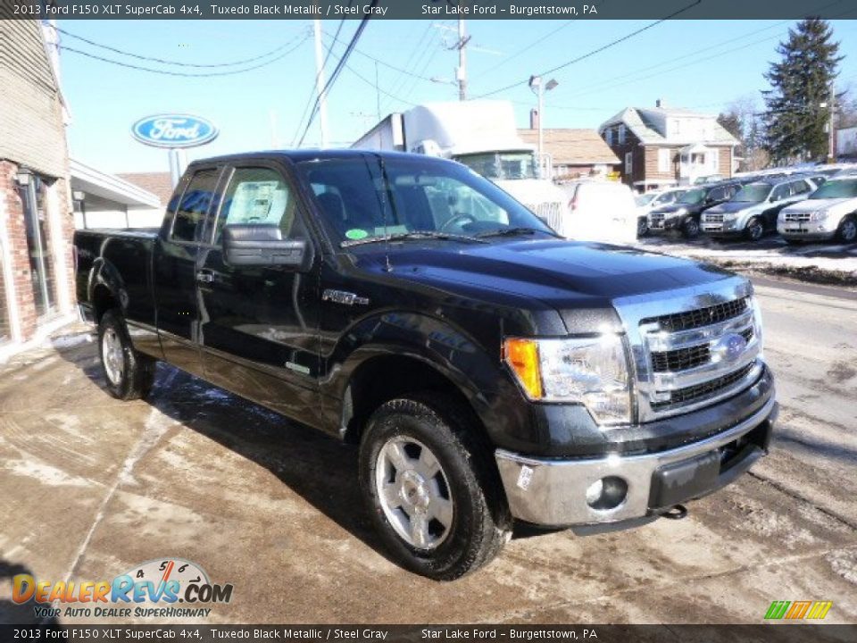 2013 Ford F150 XLT SuperCab 4x4 Tuxedo Black Metallic / Steel Gray Photo #3