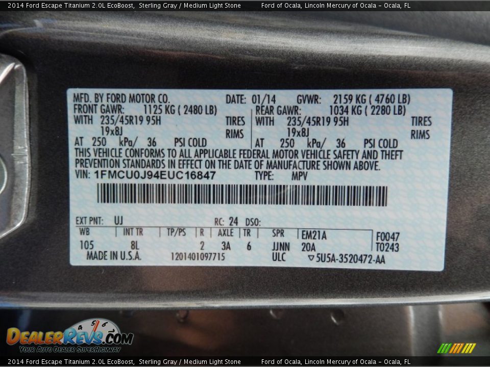 2014 Ford Escape Titanium 2.0L EcoBoost Sterling Gray / Medium Light Stone Photo #13