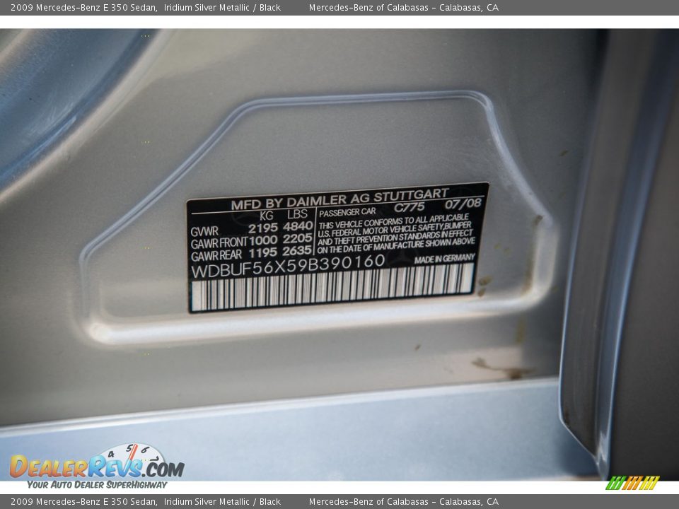 2009 Mercedes-Benz E 350 Sedan Iridium Silver Metallic / Black Photo #19