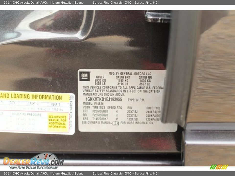 2014 GMC Acadia Denali AWD Iridium Metallic / Ebony Photo #15
