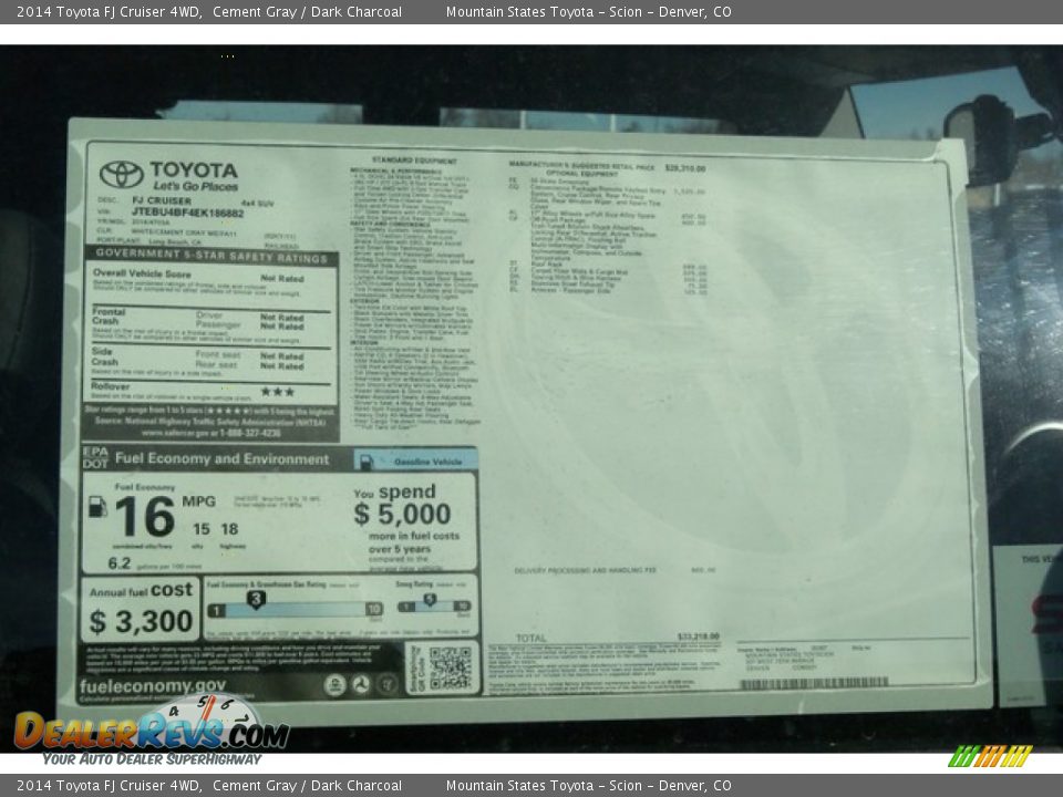 2014 Toyota FJ Cruiser 4WD Cement Gray / Dark Charcoal Photo #11