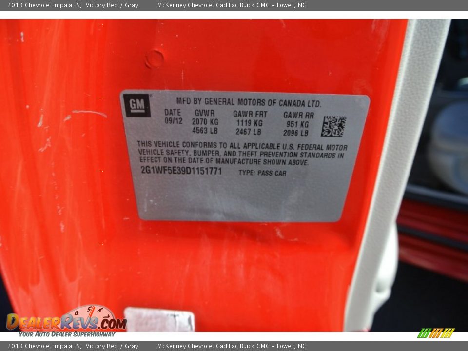 2013 Chevrolet Impala LS Victory Red / Gray Photo #7