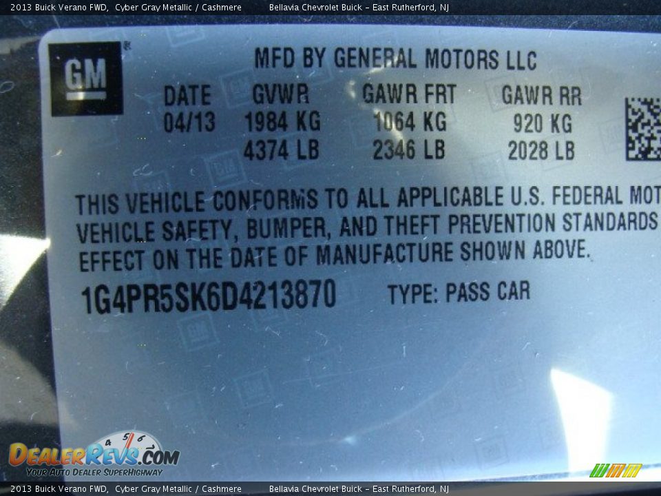 2013 Buick Verano FWD Cyber Gray Metallic / Cashmere Photo #15