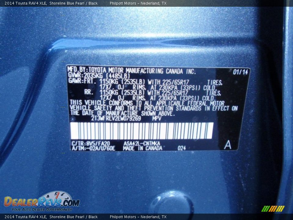 2014 Toyota RAV4 XLE Shoreline Blue Pearl / Black Photo #35