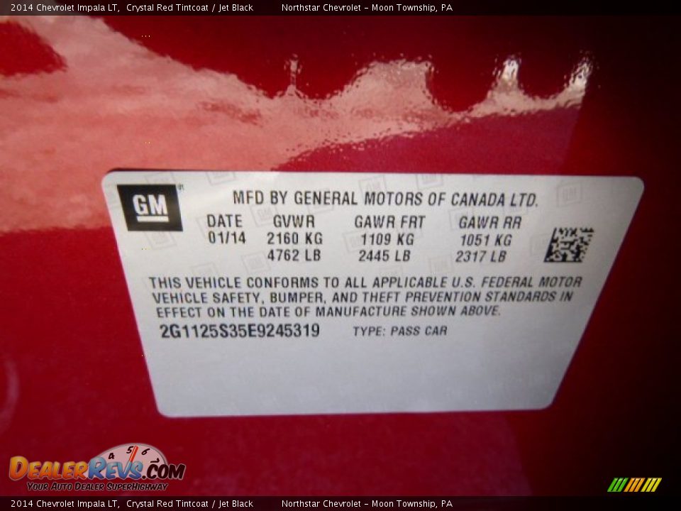 2014 Chevrolet Impala LT Crystal Red Tintcoat / Jet Black Photo #20