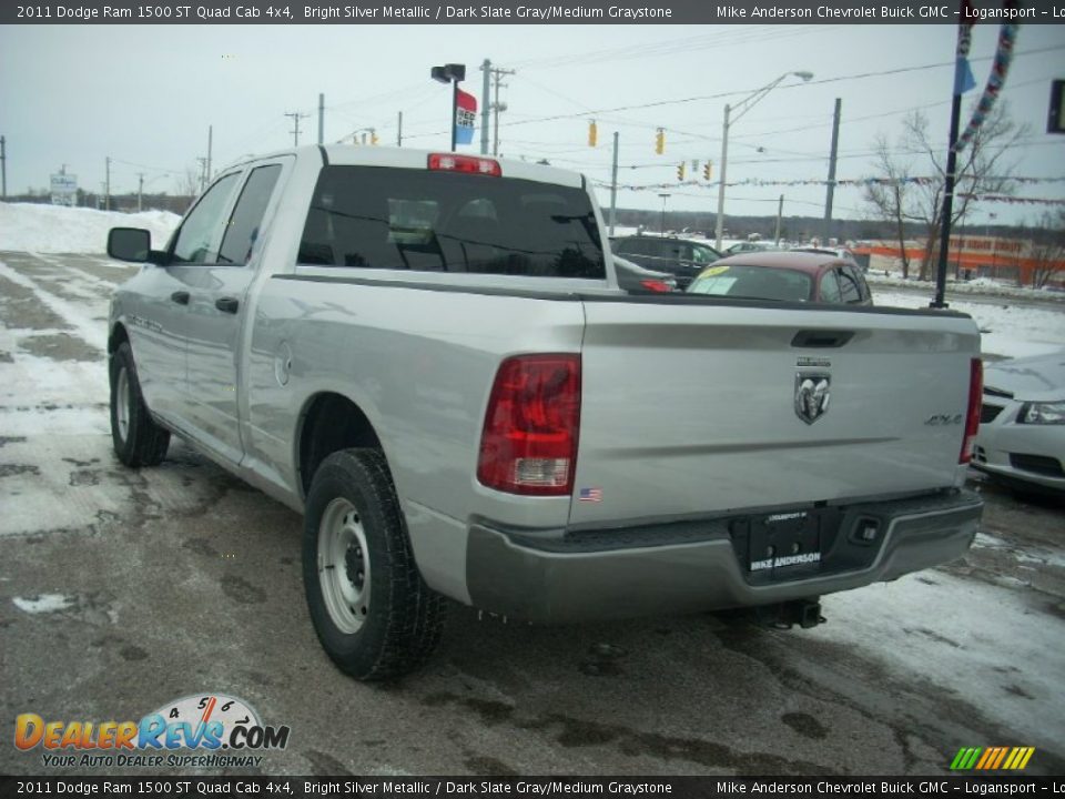 2011 Dodge Ram 1500 ST Quad Cab 4x4 Bright Silver Metallic / Dark Slate Gray/Medium Graystone Photo #3
