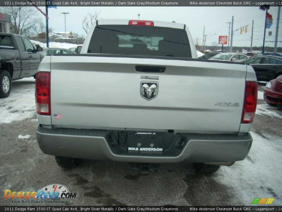 2011 Dodge Ram 1500 ST Quad Cab 4x4 Bright Silver Metallic / Dark Slate Gray/Medium Graystone Photo #4