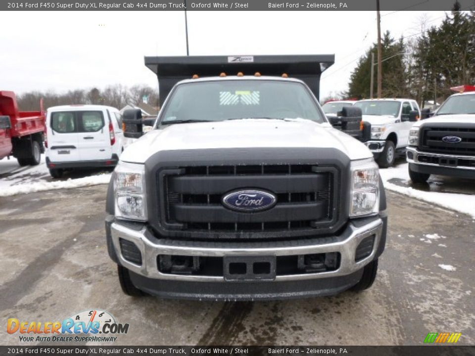 2014 Ford F450 Super Duty XL Regular Cab 4x4 Dump Truck Oxford White / Steel Photo #3