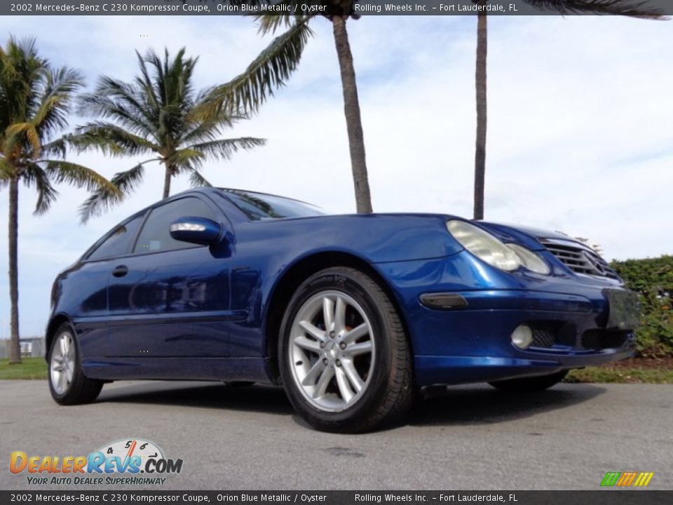 2002 Mercedes-Benz C 230 Kompressor Coupe Orion Blue Metallic / Oyster Photo #26