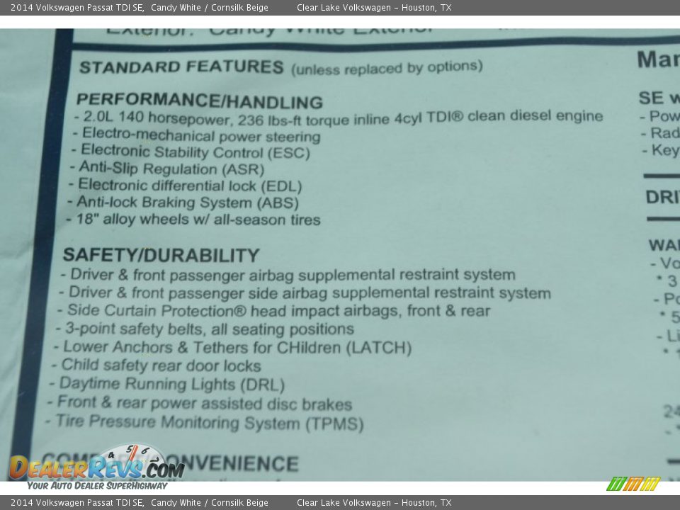 2014 Volkswagen Passat TDI SE Candy White / Cornsilk Beige Photo #7