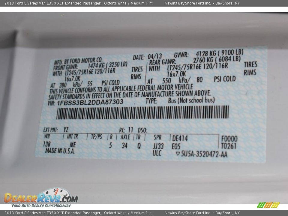 2013 Ford E Series Van E350 XLT Extended Passenger Oxford White / Medium Flint Photo #21