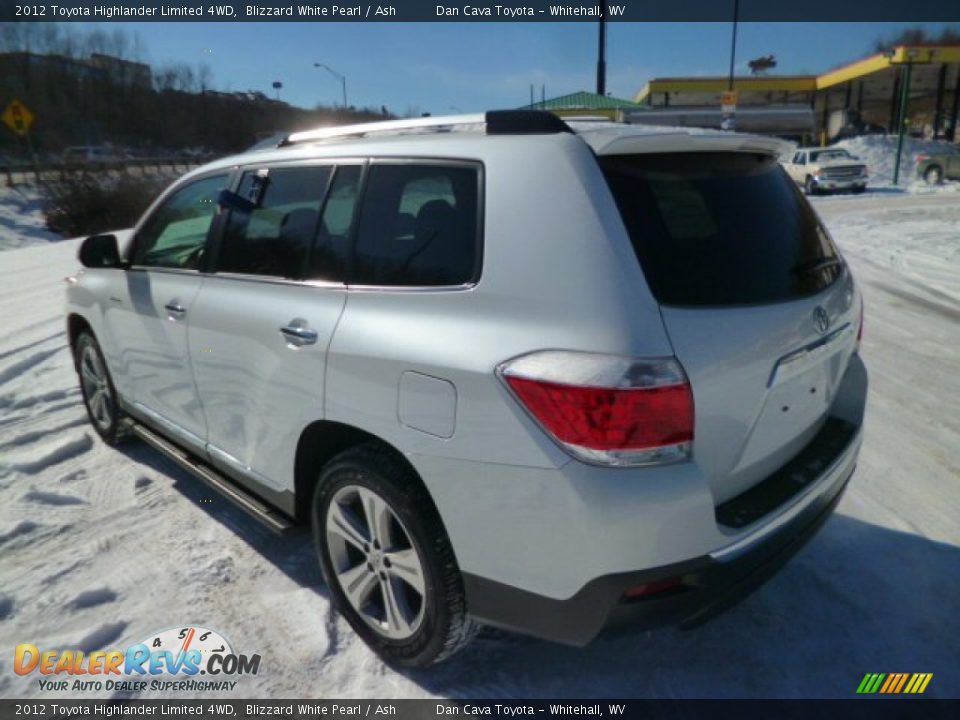 2012 Toyota Highlander Limited 4WD Blizzard White Pearl / Ash Photo #4